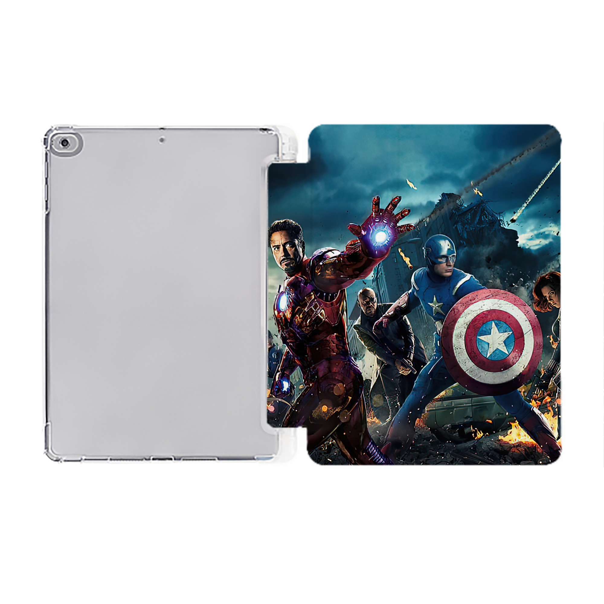 （画像用） アベンジャーズ The Avengers IPad ケース ペン収納付き 三つ折りスタンド PUレザー×シリコン 対応機種9.5/10.5/10.9インチ